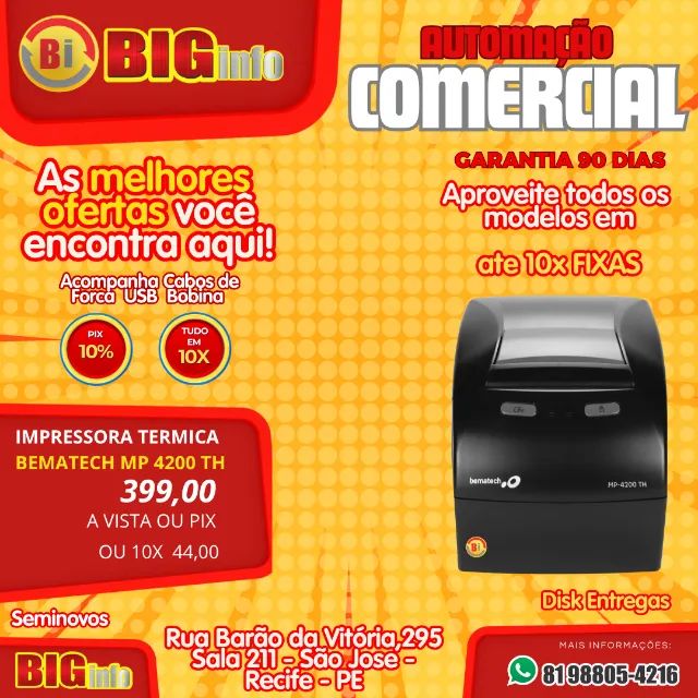 Impressora Termica Bematech Mp 4200 TH - Em Ate 10x Fixas 