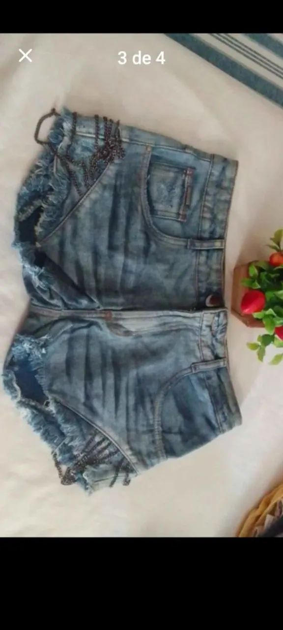 Short Jeans Customizado Guess com Strass - Foto 3