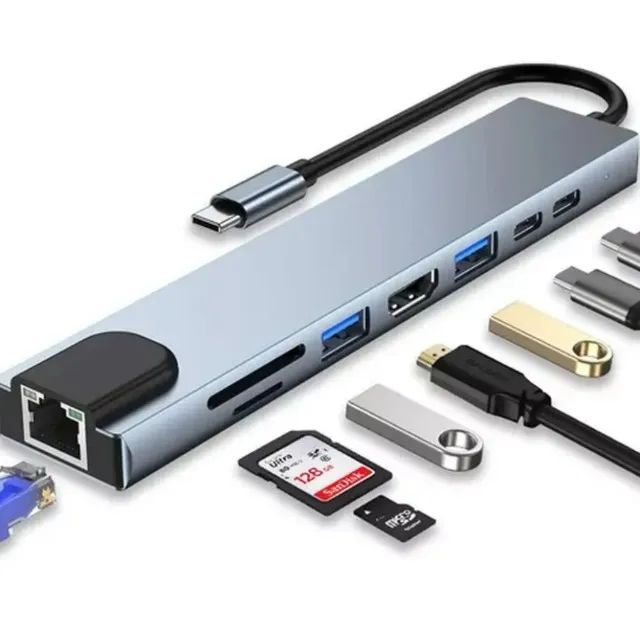 Hub USB-C 8 em 1 | Novo Lacrado | Garantia  - Foto 2