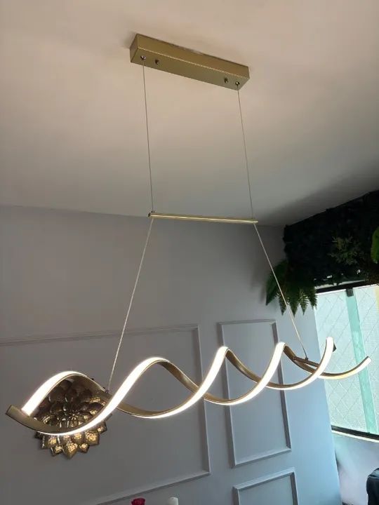 Lustre LED pendente dourado 30W - NITROLUX - Foto 3