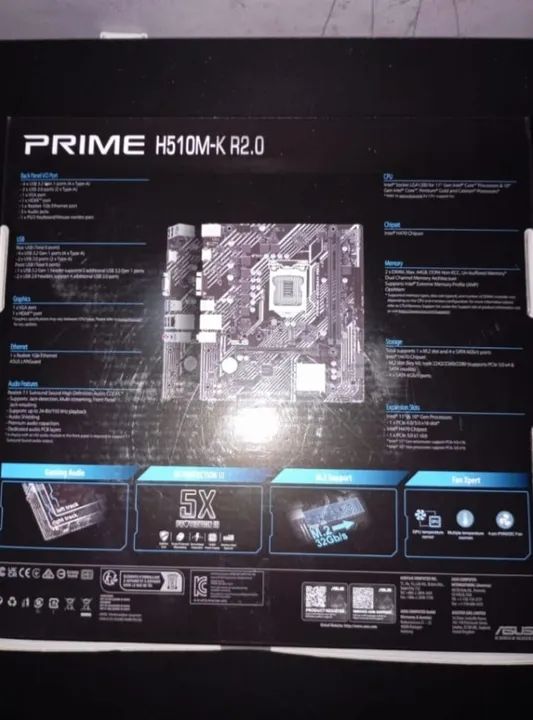 Placa Mãe Asus Prime H510m-k Intel Lga 1200 Ddr4 H510 - COM PROCESSAD 10° GERAÇÃO  - Foto 2