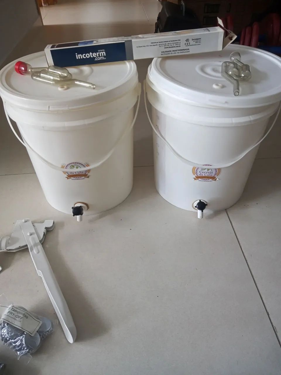 Kit produção de cerveja artesanal 20l com termômetro e fixador de tampas - Foto 4