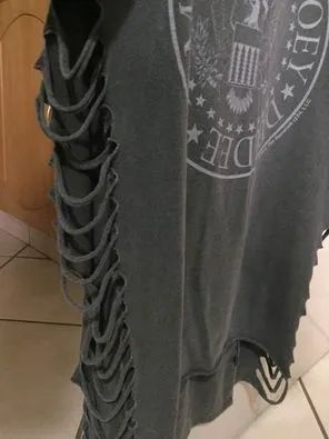 Rrgata Ramones Alongada Cinza Estonada 100% algodão Tam.P - Foto 3