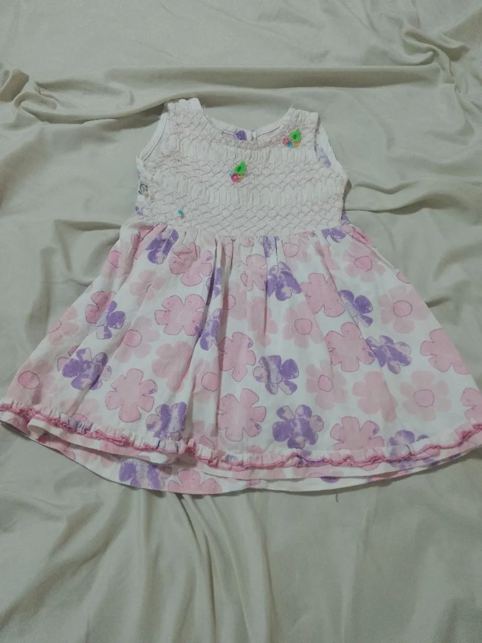 Vestido Infantil Floral Rosa e Lilás