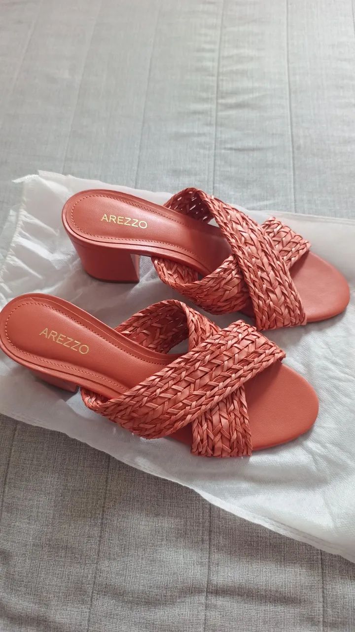 Sandália Arezzo Laranja Trançada