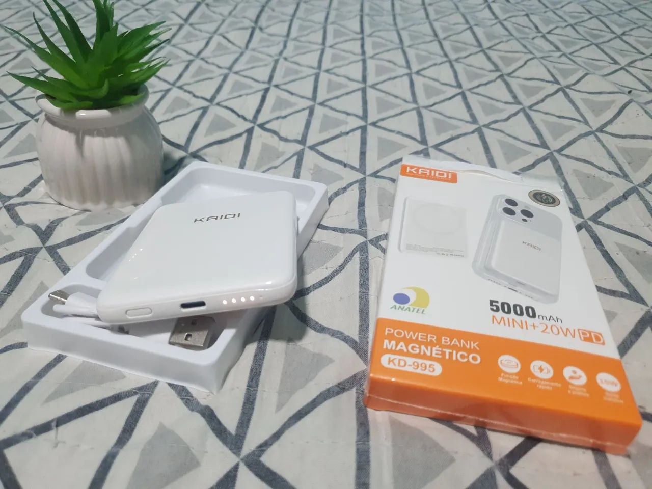 Power Bank Magnético Kaidi KD-995 5000mAh Mini+20W PD, carregador por indução. - Foto 2