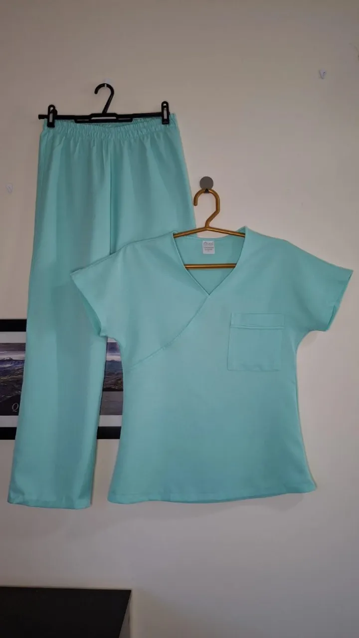 Pijama Cirúrgico Conjunto Scrub Uniforme Hospitalar Jaleco Verde tam P
