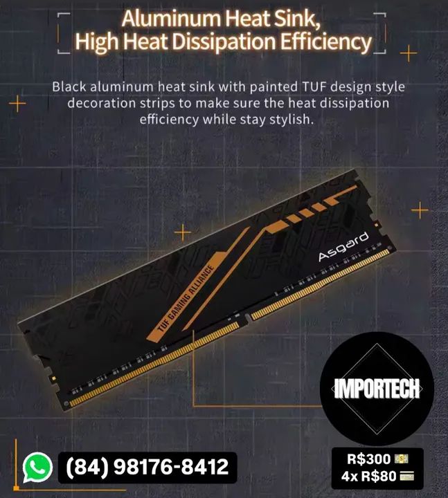 Memória RAM Asgard TUF Gaming Alliance DDR4 16GB (2x 8GB). @importech_084