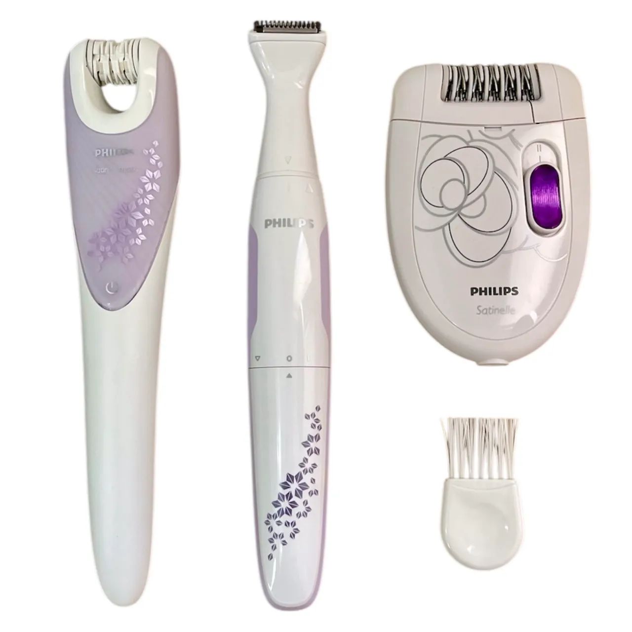 kit c/ 1 depilador elétrico philips satinelle + 1 satin intimate + 1 aparador