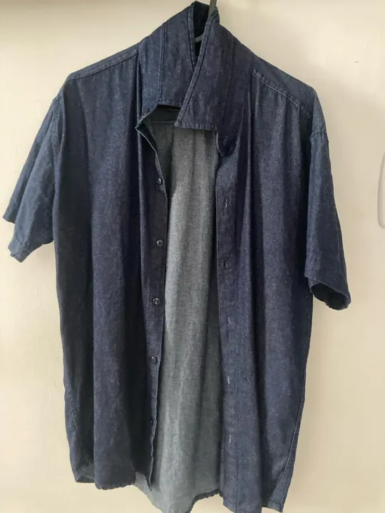 Camisa Jeans Masculina Manga Curta