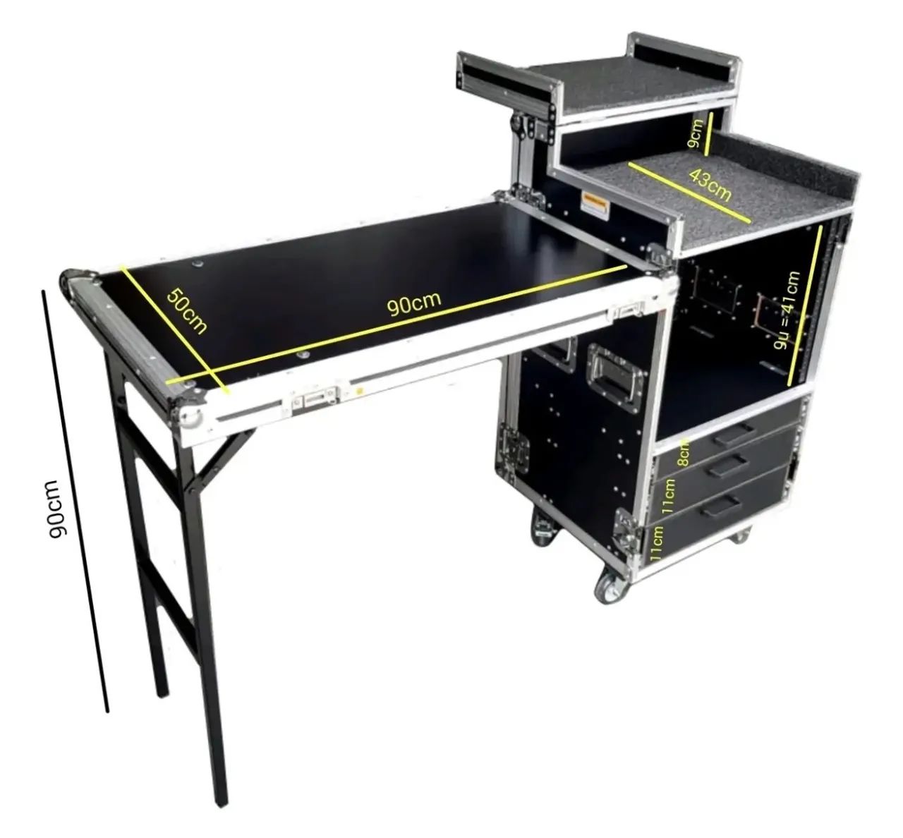 Hard Case Rack 9u + 3 Gavetas Com Espaço Note E Bancada Lateral equipamento de som - Foto 4
