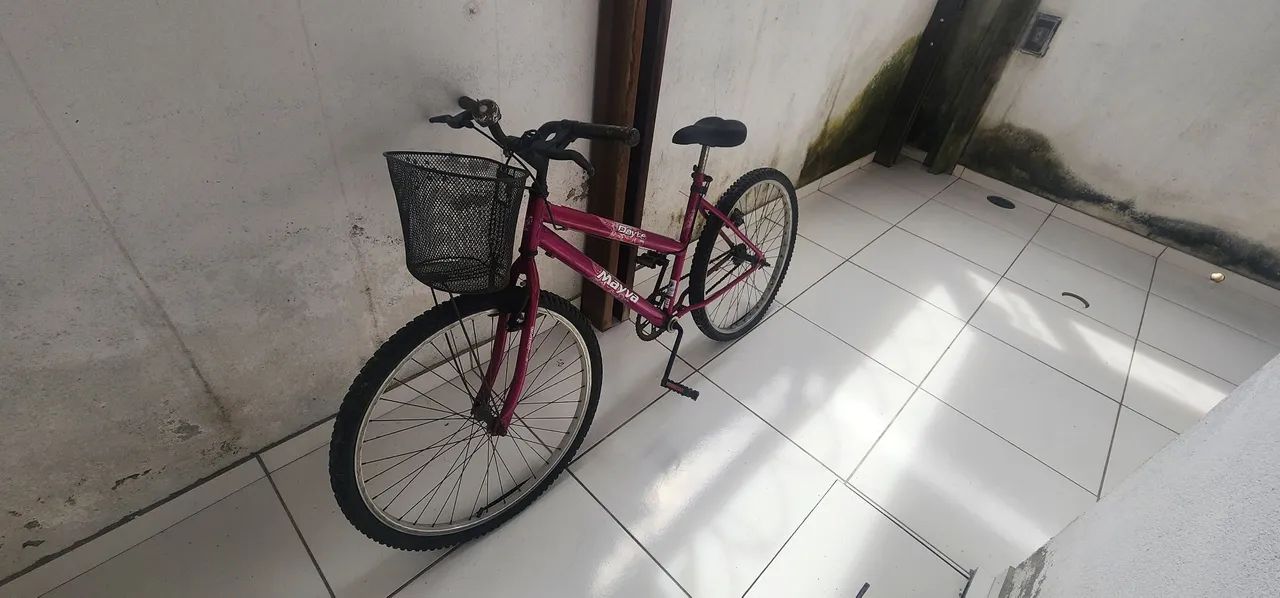 Bicicleta feminina pink com cestinha