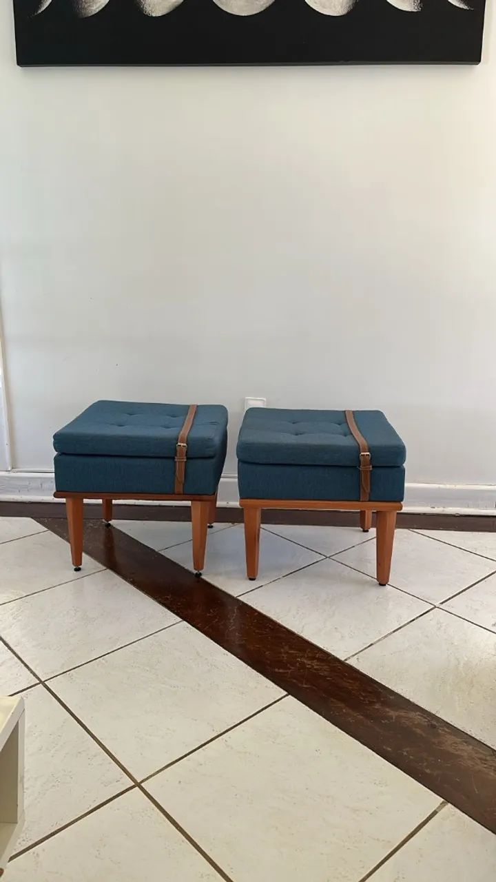 Par de Pufes dos sonhos com Pés de Madeira - Foto 2