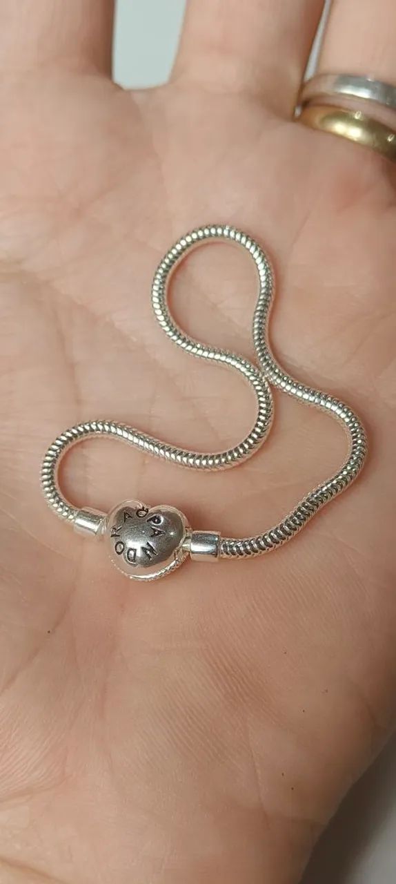 Pulseira Pandora Prata 925 com Fecho Coração, Nova - Foto 2