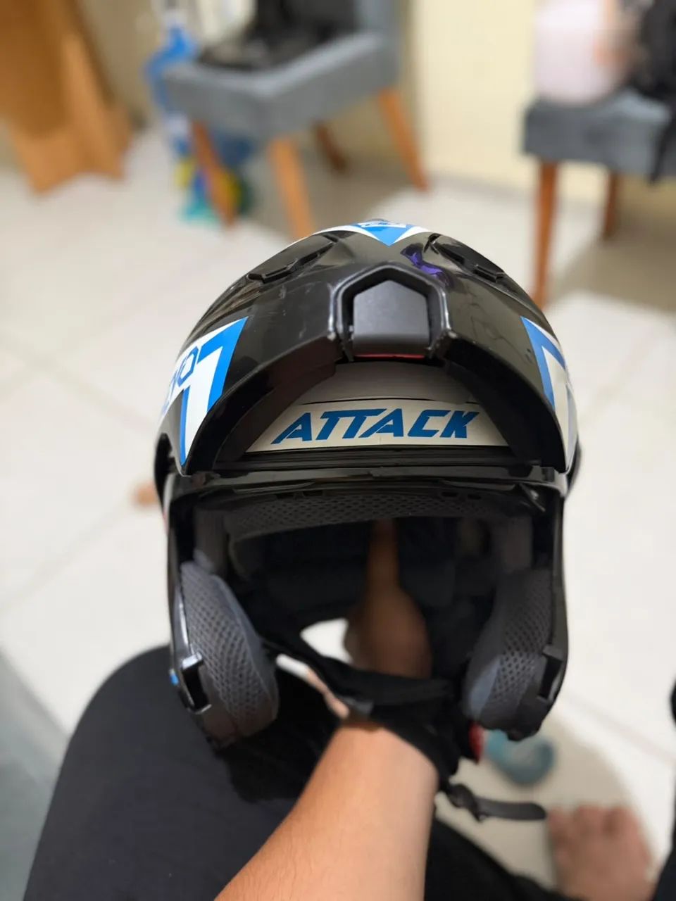 Capacete Attack EVO Articulado Preto/Azul - Peças para motos