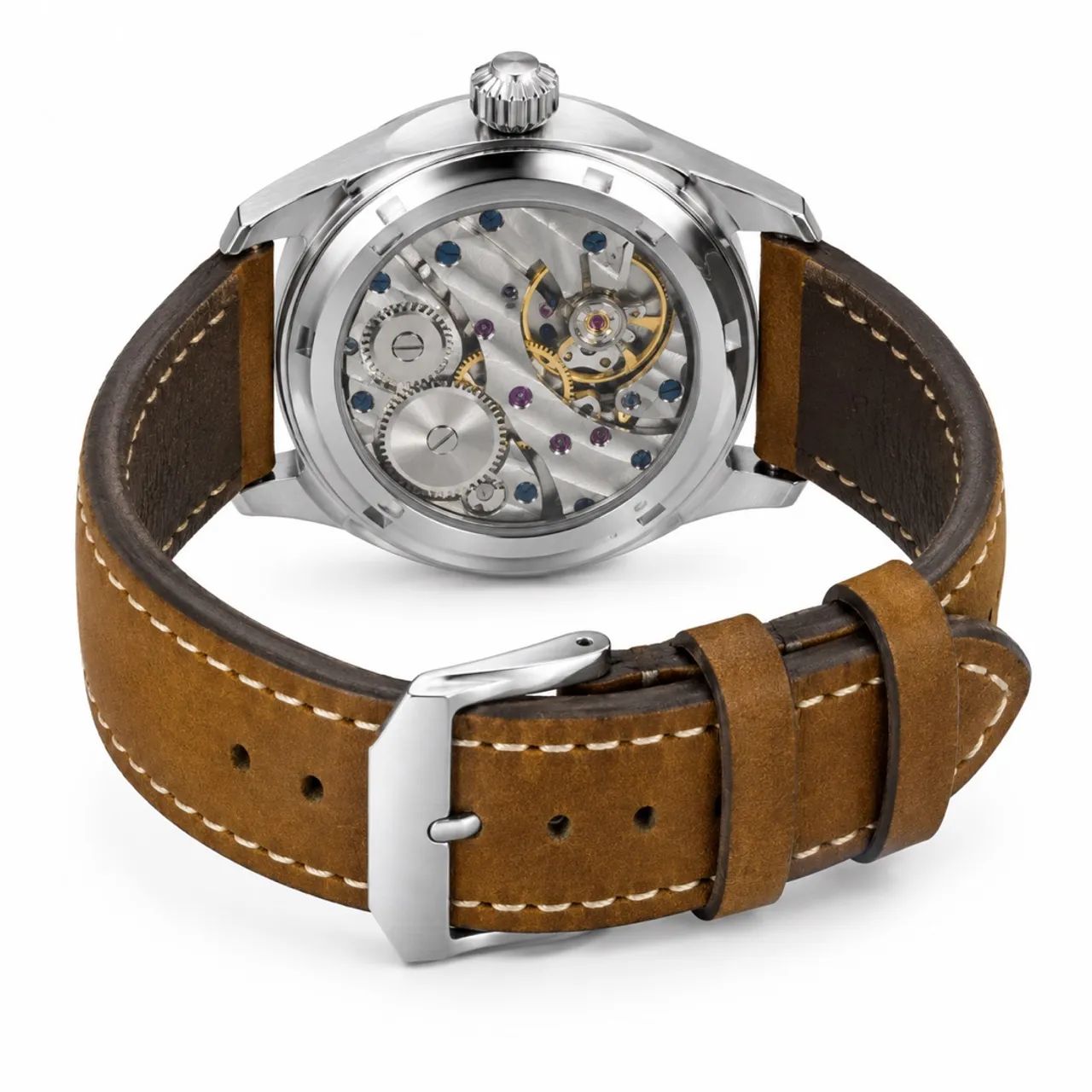 Relógio Masculino CORGEUT Aviador com Pulseira de Couro Marrom - Foto 3