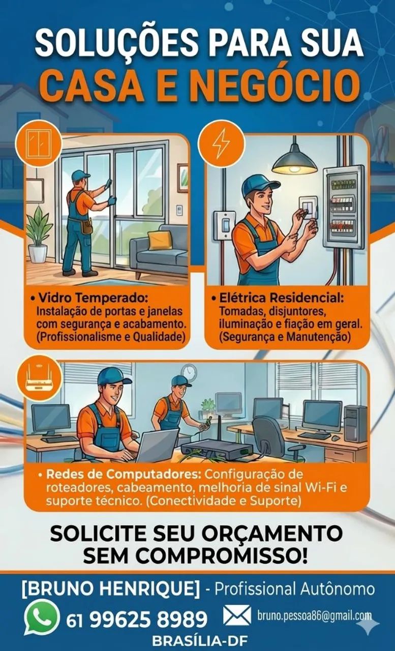 Instalação de Vidros, Elétrica e Redes de Computadores - Foto 2