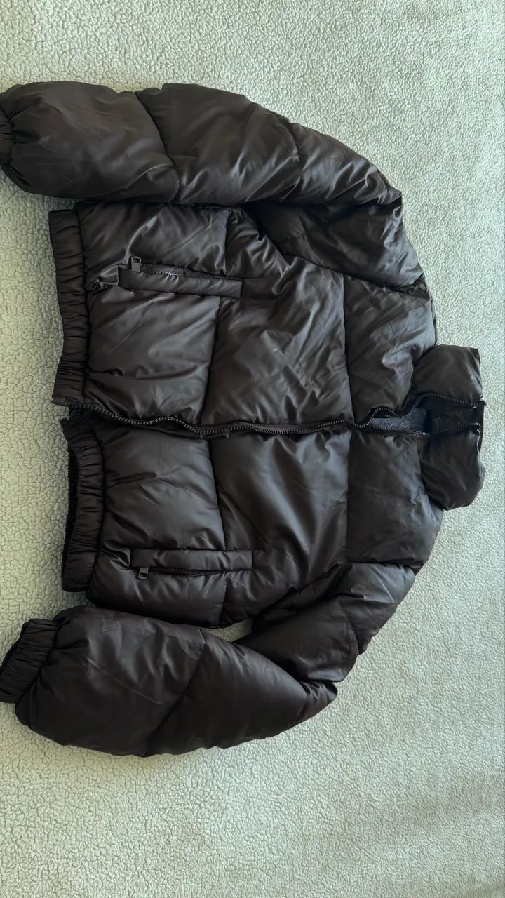 Jaqueta puffer marrom M - Foto 3