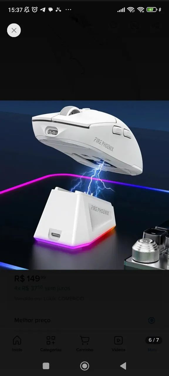 Mouse Branco sem fio com Dock carregamento