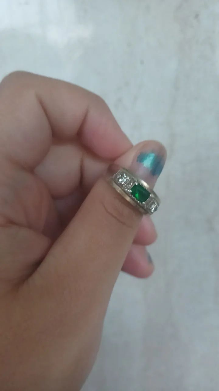 Anel prata com ouro 14k