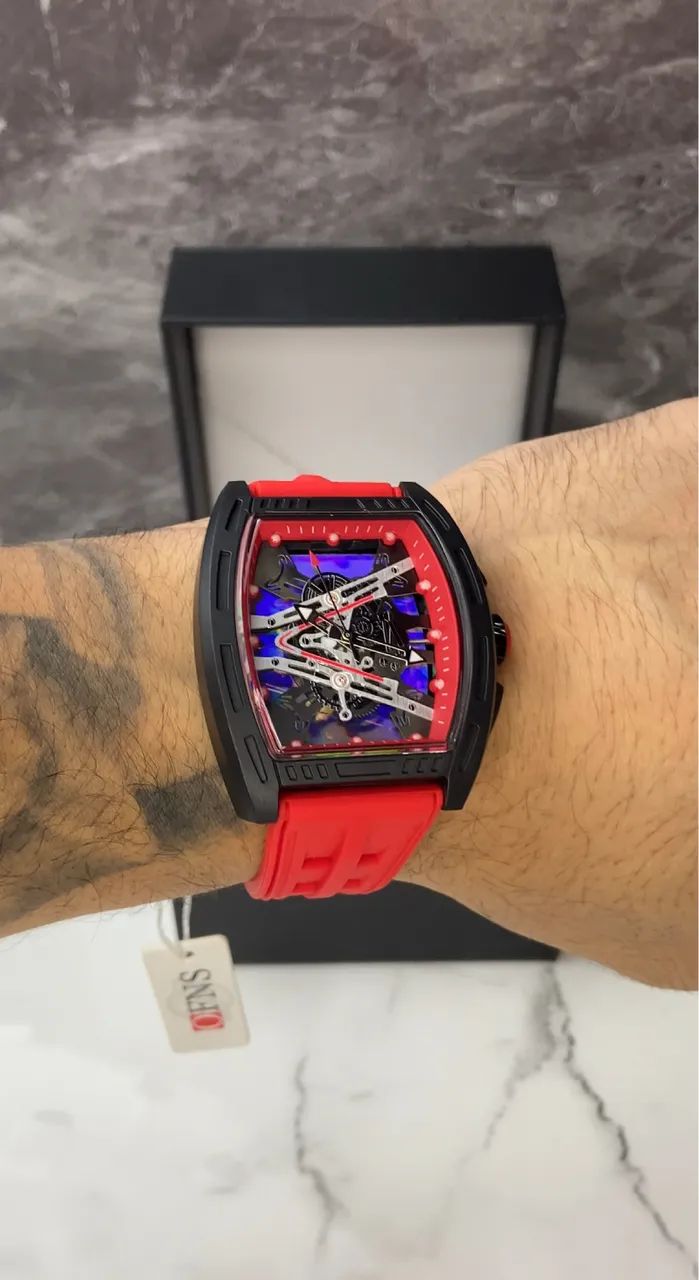 Relógio Rm Holográfico Vermelho