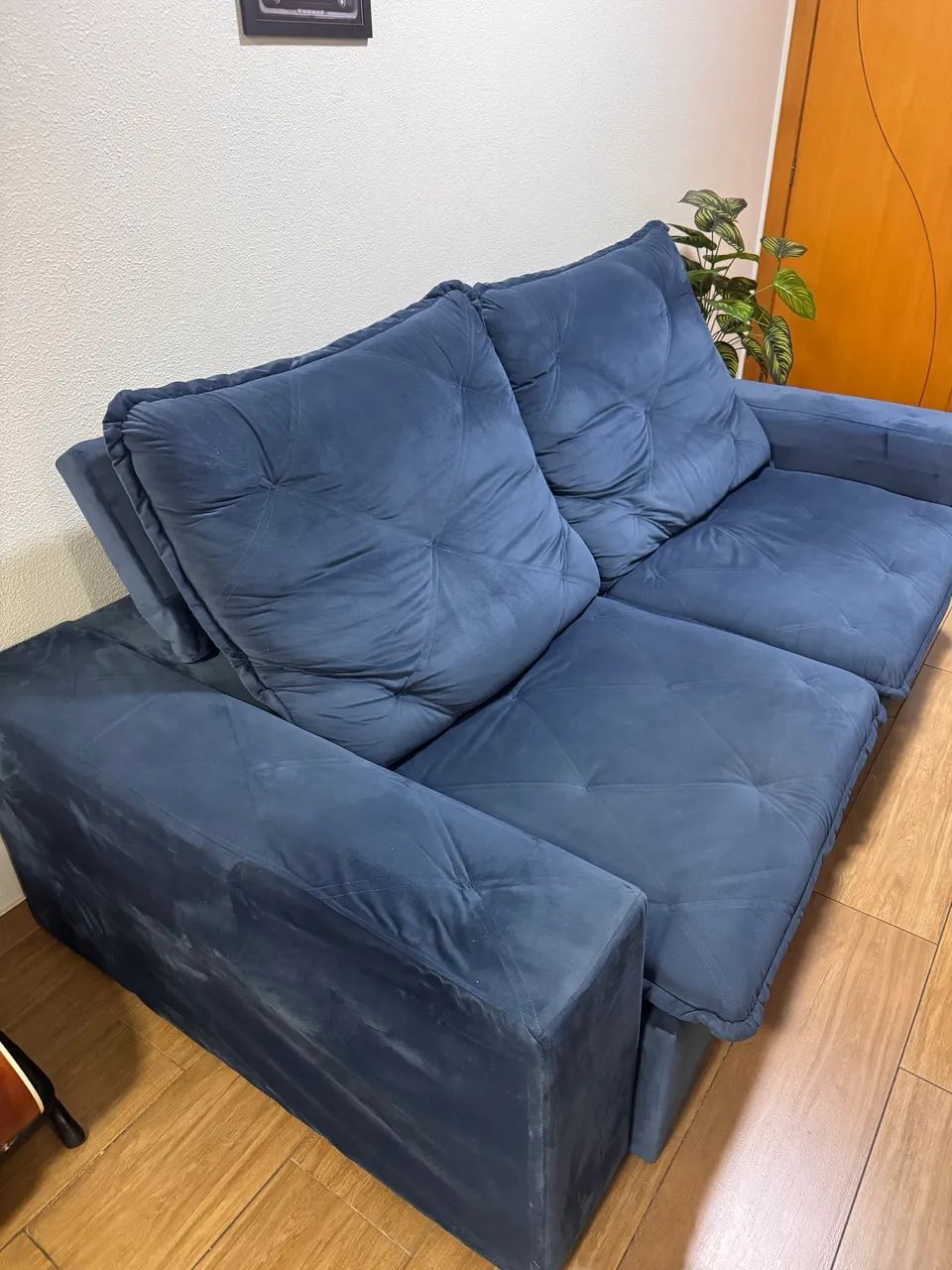 Sofá de Suede Azul - Encosto Reclinável e Chaise - Foto 2