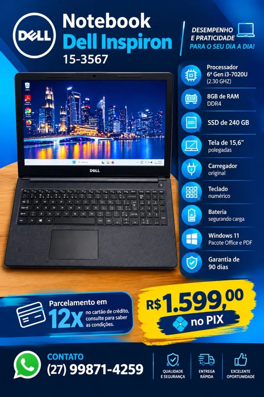 Notebook Dell i3 c/ SSD - Foto 3