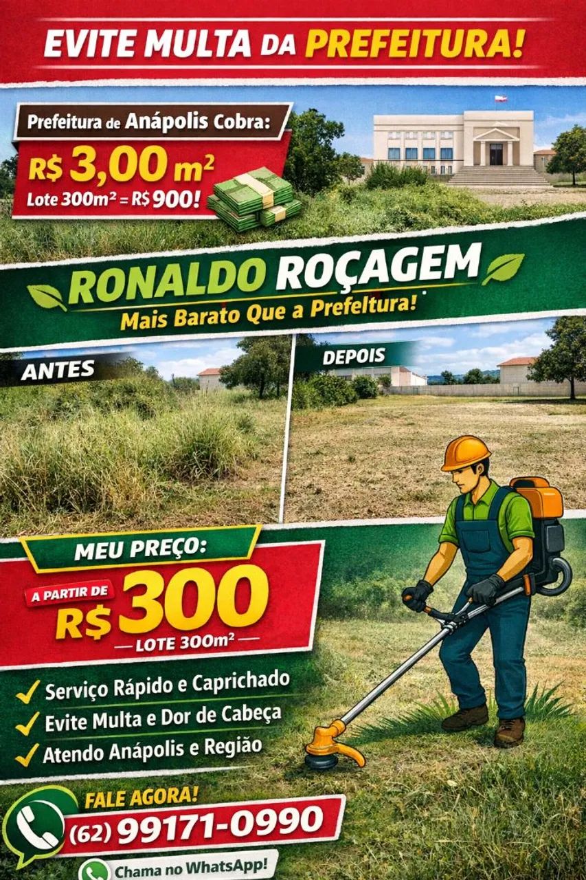Roçagem de lotes chácara e residência 