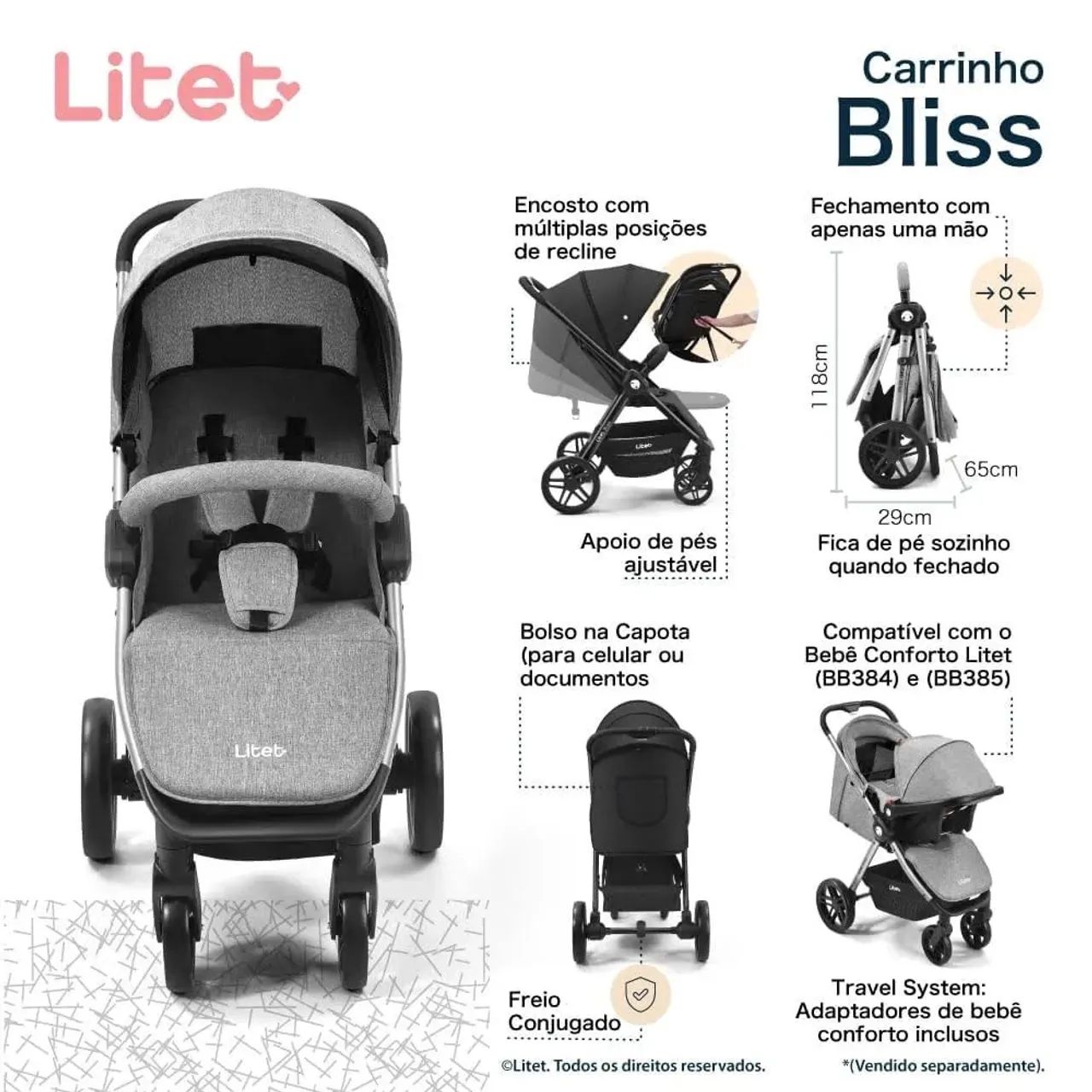 Carrinho de bebê Litet Bliss - Foto 3