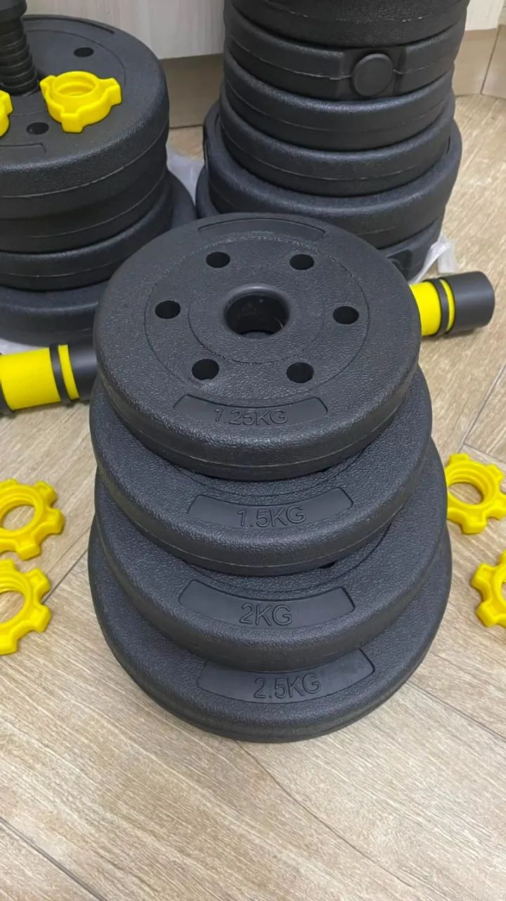 HALTERES AJUSTÁVEIS 29KG- SEMINOVOS, PRONTOS PARA TREINAR! - Foto 5