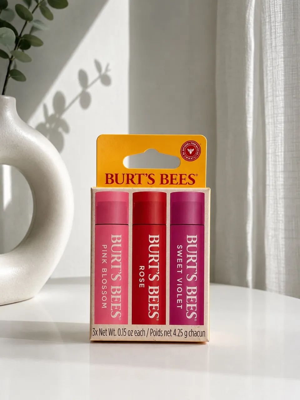 Kit Burt?s Bees com 3 Lip Balms Coloridos - Original e Importado