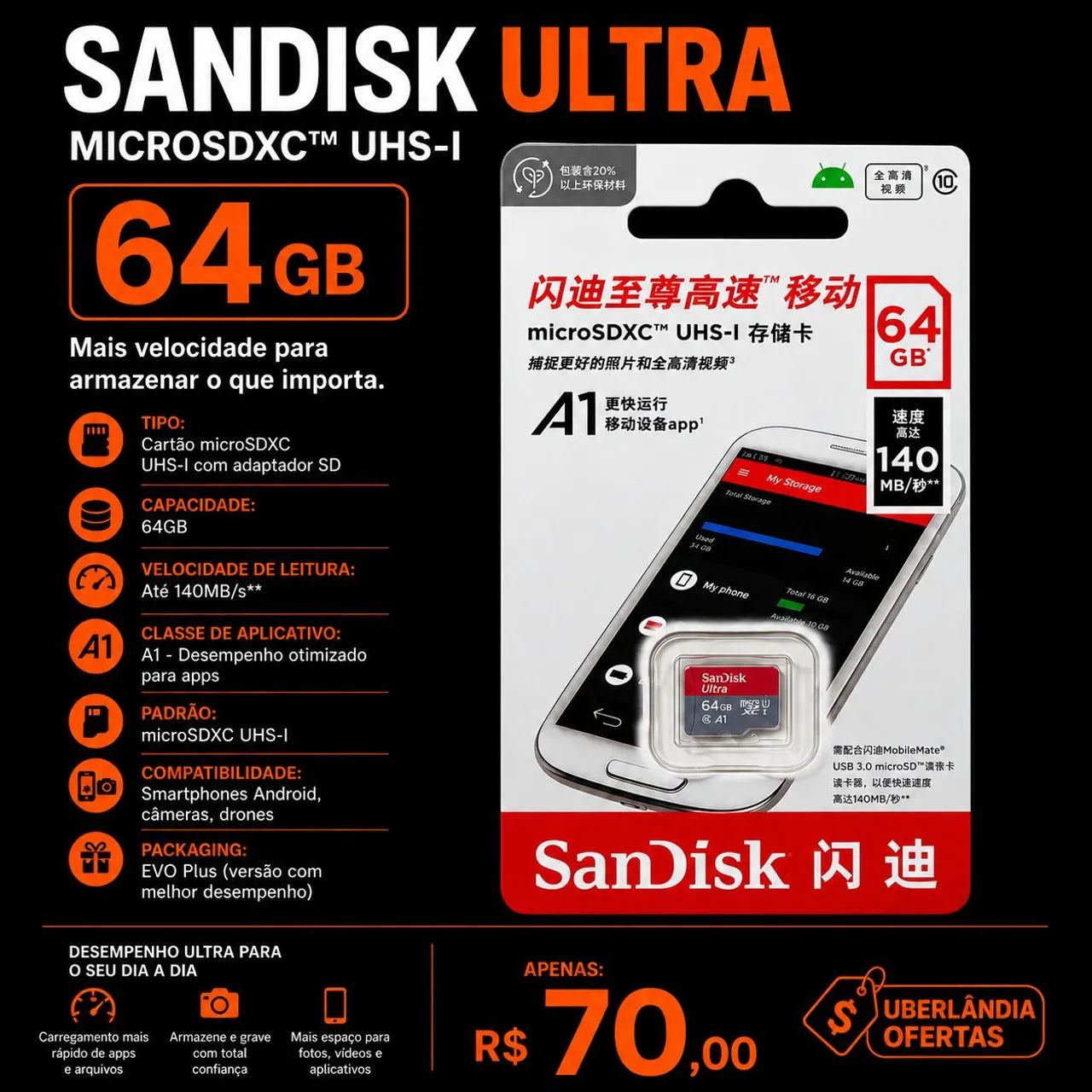 Cartão de memória 64gb