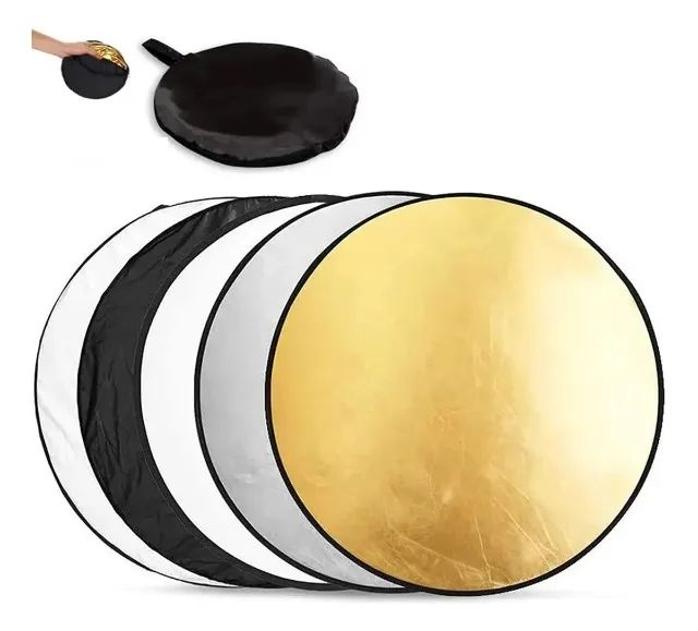 Rebatedor Luz 105cm, grande, 5 em 1 p/ fotos - Difusor, Defletor, Refletor