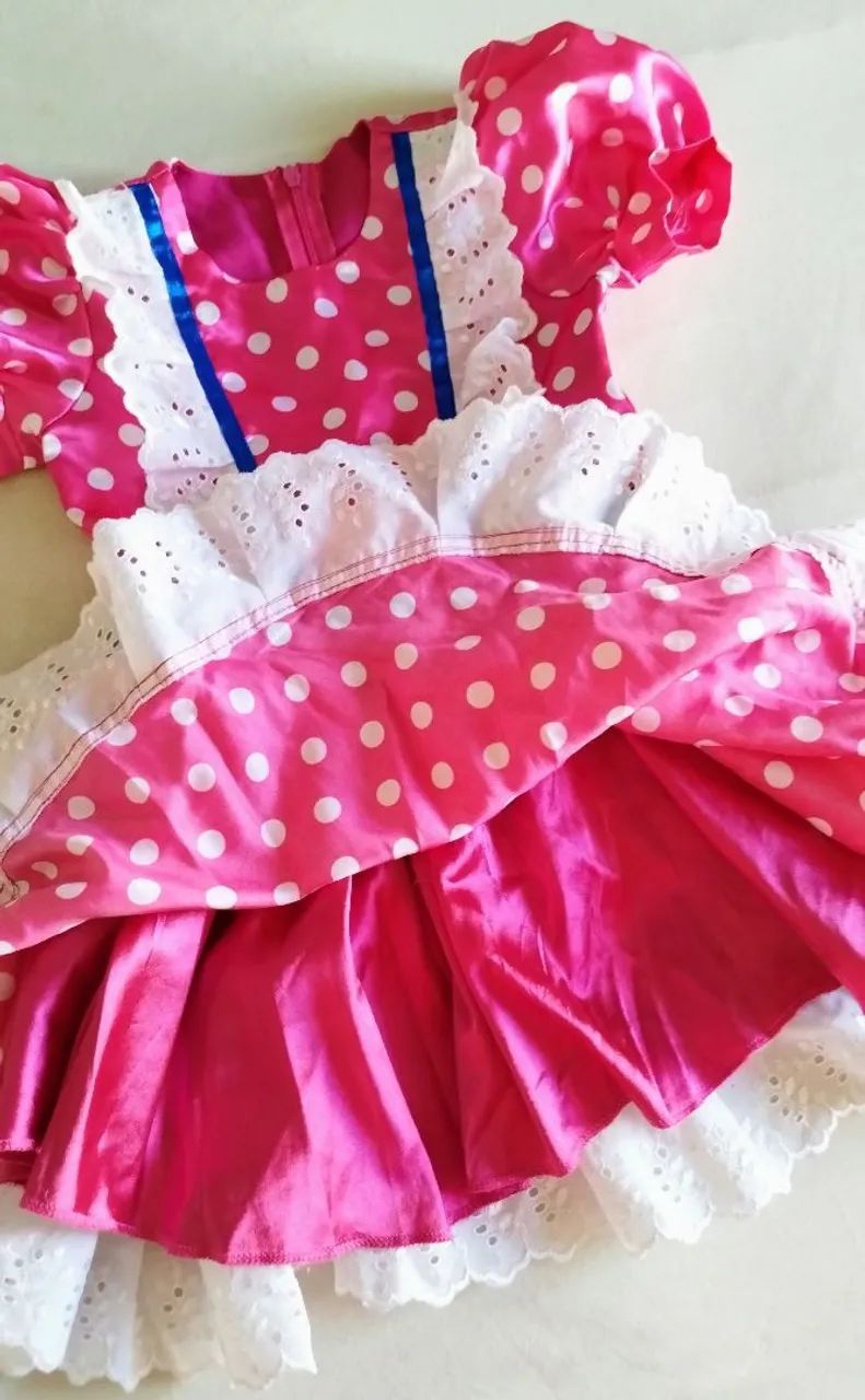 Vestido infantil rosa de bolinhas  - Foto 2