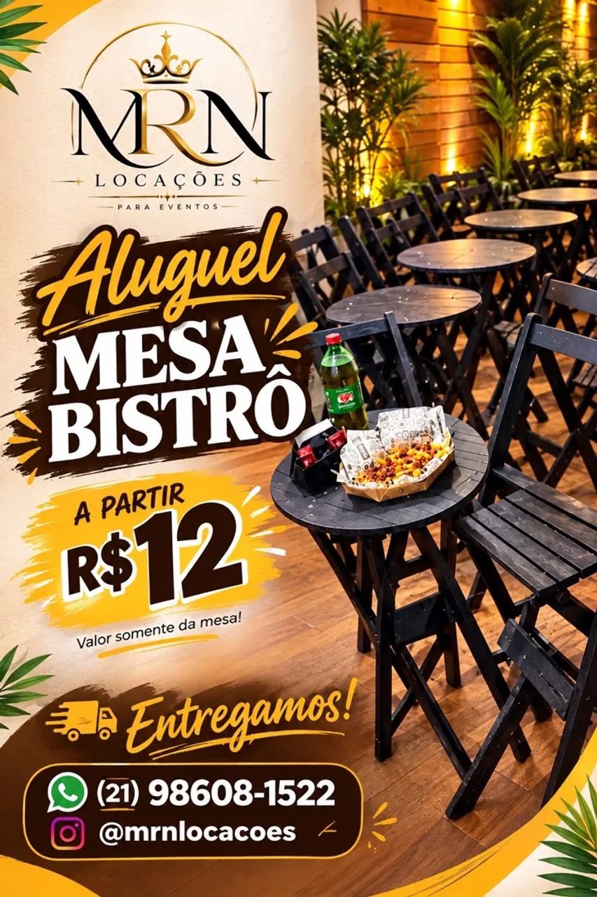 Aluguel Mesa e Cadeira Bistrô 