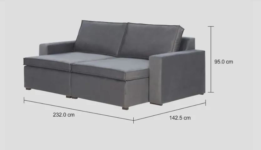  Sofá retrátil 3 lugares cinza - Foto 5