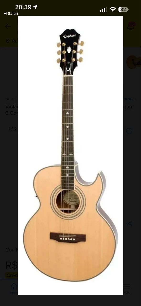 Violão Acústico Epiphone PR-5E Madeira Abeto Mogno 6 Cordas Natural - Foto 6