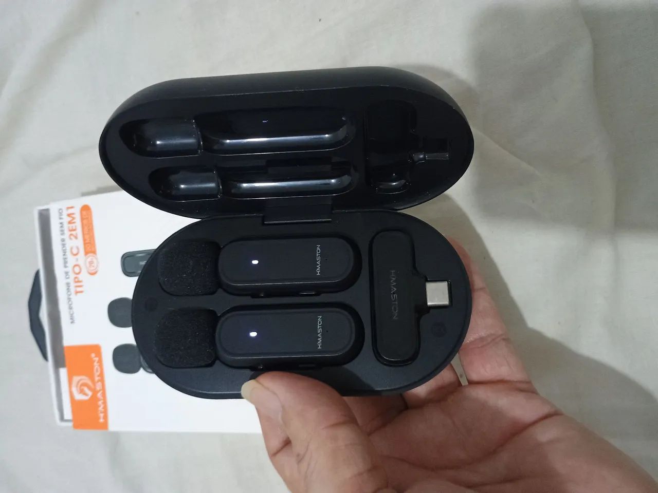 Microfone de prender sem fio 2 em 1 Tipo C - Foto 4