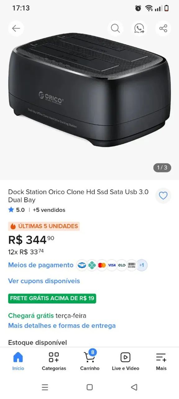 Adaptador para HD, e SSD para uso externo  - Foto 2