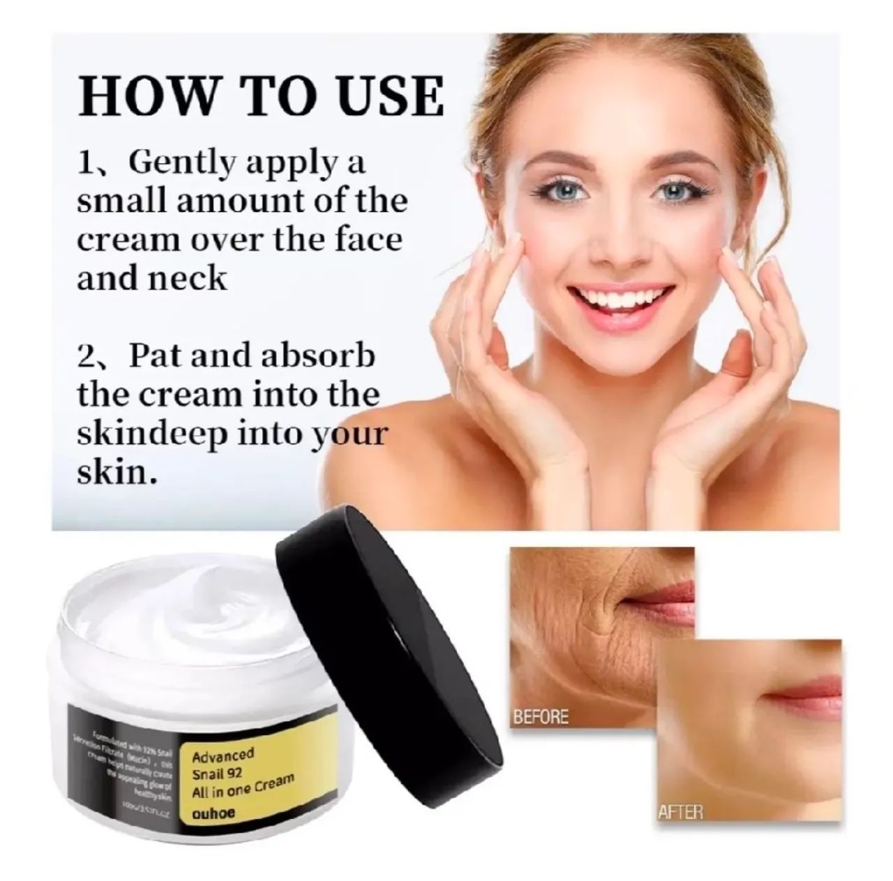 Tipo Cosrx Snail 92 All In One Cream Ouhoe Hydrapore Noite/dia - Foto 5