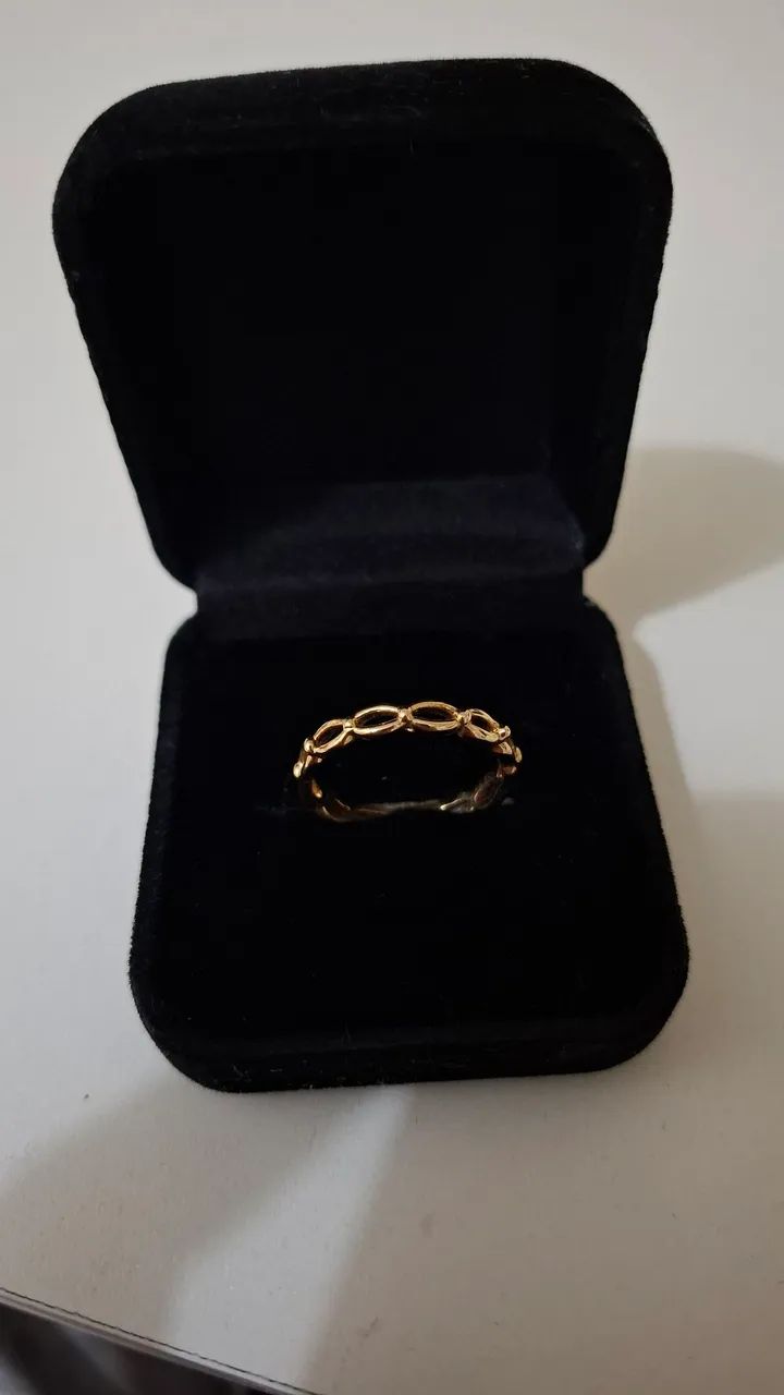 Anel Folheado Ouro 18K Trançado 