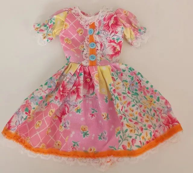 Roupa Para Boneca - Vestido Florido (Antigo)