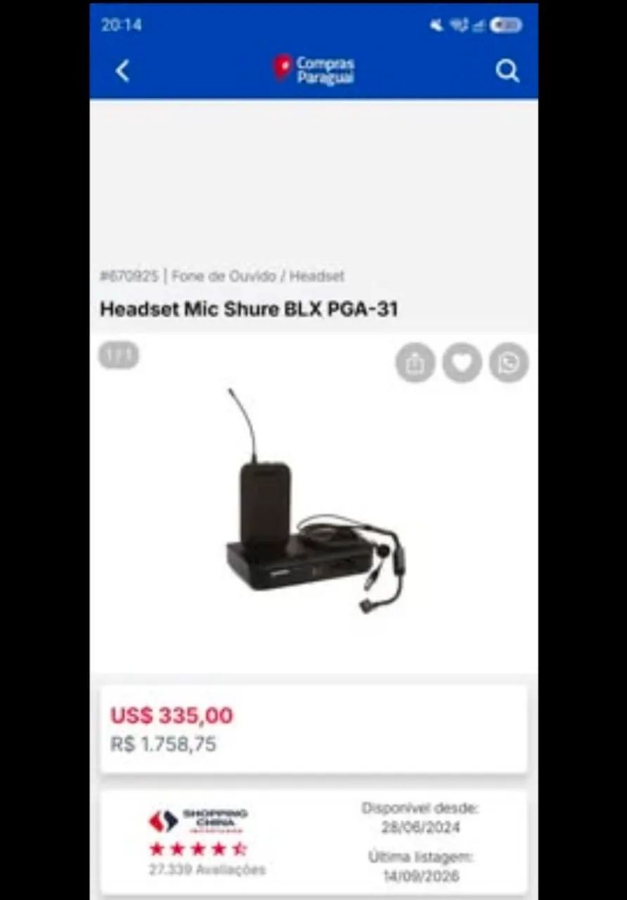 microfone sem fio Shure BLX14/P31 com microfone headset PGA31 - Foto 3