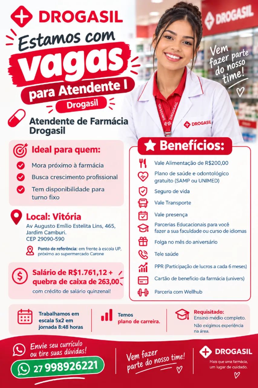 Vaga de emprego (Drogasil) 