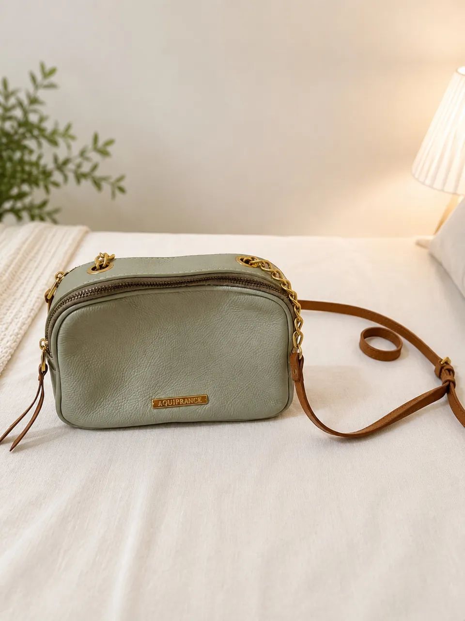 Bolsa transversal em couro legítimo - brechó online