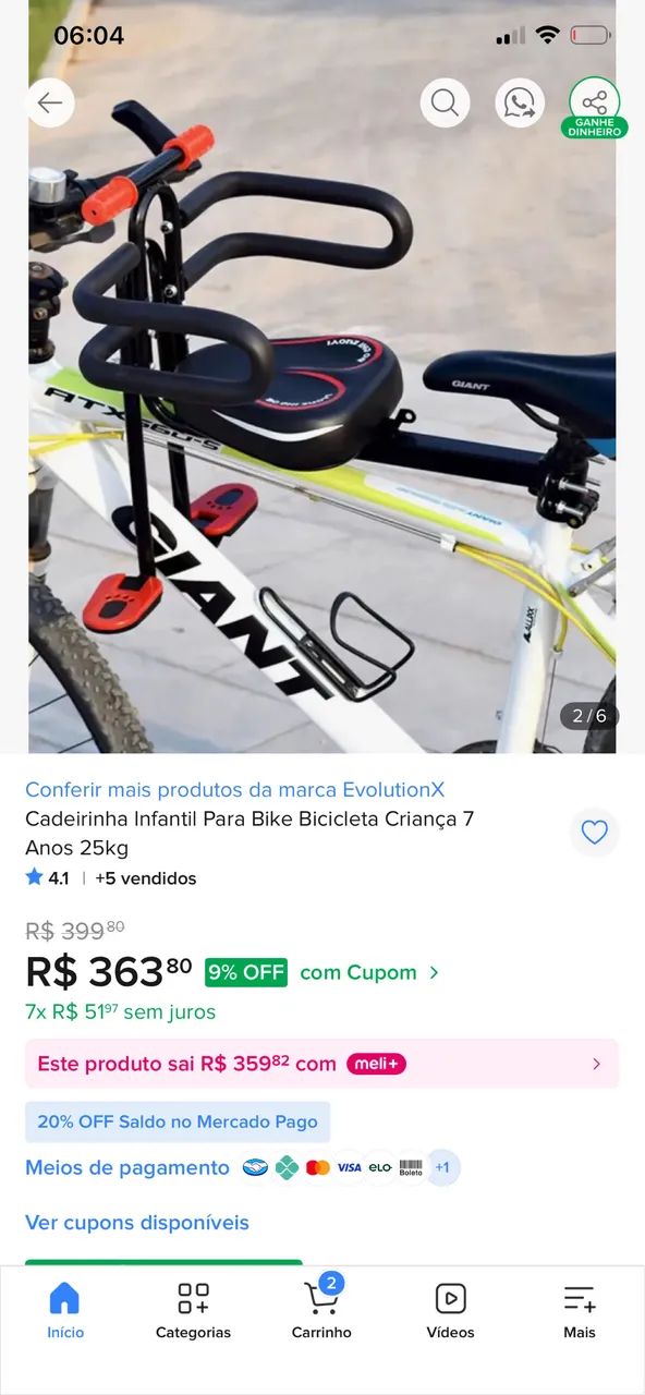 Cadeirinha de bike  - Foto 2