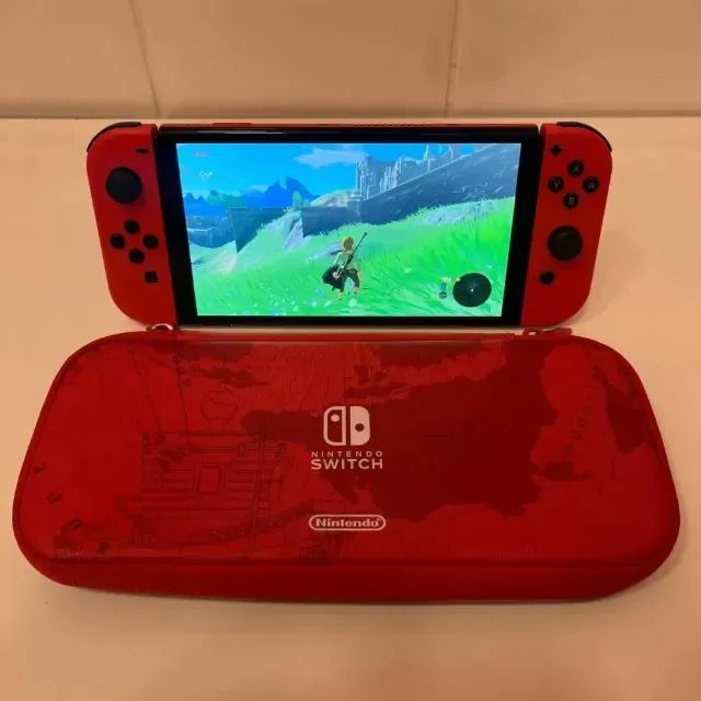 Nintendo Switch Oled Vermelho - 64Gb - Case - Foto 4