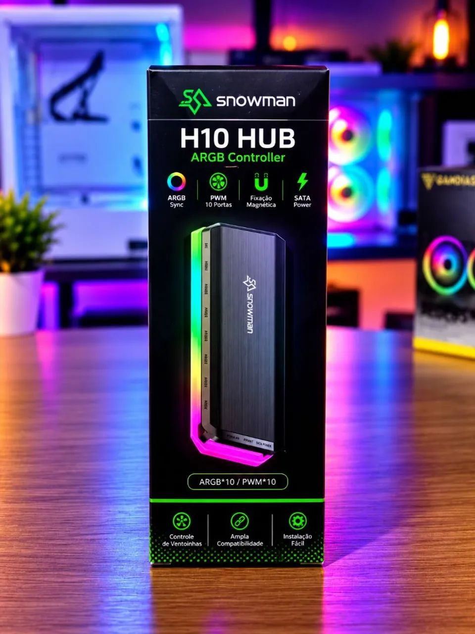 Controladora ARGB para fans 3 pinos com RGB