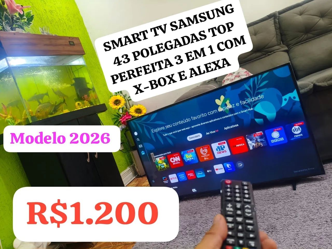 SMART TV SAMSUNG 43 POLEGADAS TOP PERFEITA 3 EM 1 COM X-BOX R$1.200. ENTREGO! 