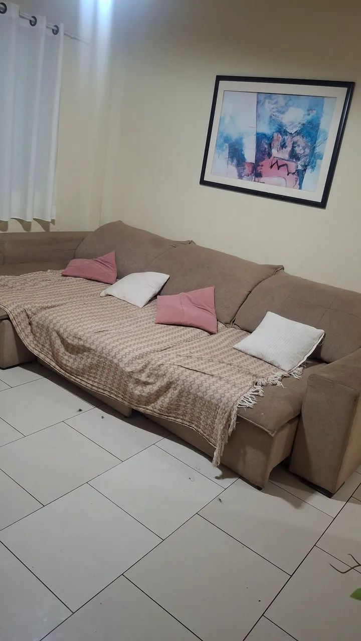 SOFÁ LINHO 3 METROS IMPERDIVEL BEGE RETRATIL